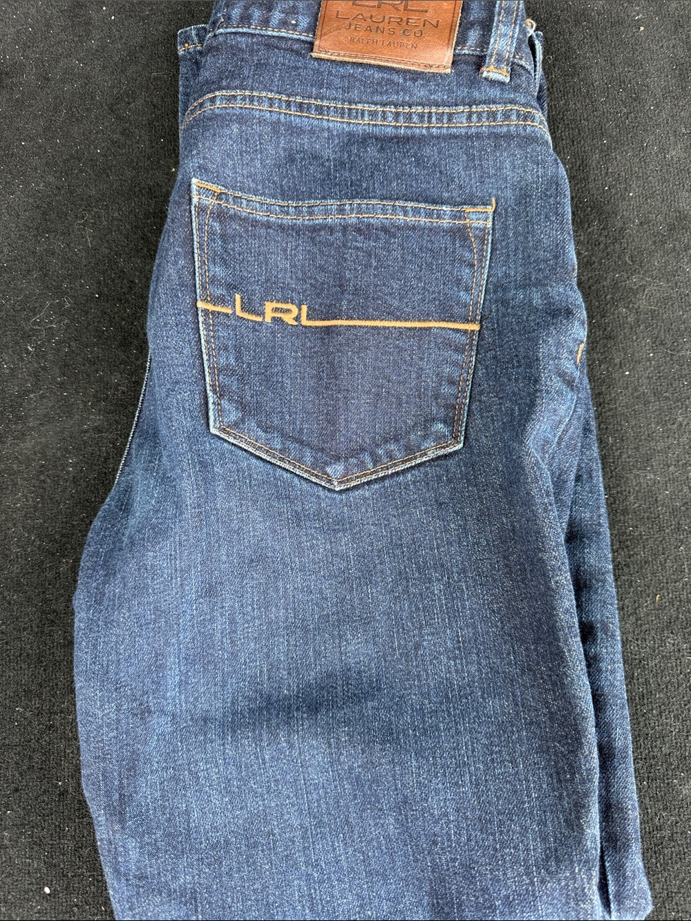 Ralph Lauren women’s  Indigo Blue Slim Straight Jeans with Gold Stitching